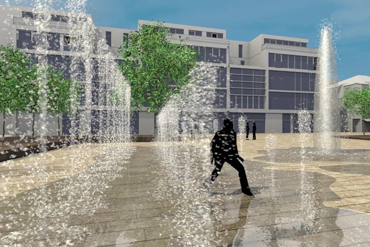 Wasserfontänen werden für Spielspaß sorgen.