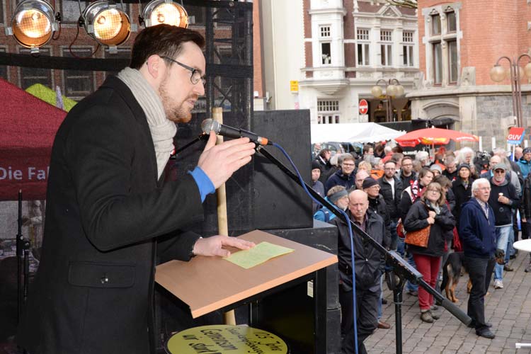 Jan Duscheck hielt die Mai-Rede in Oldenburg.