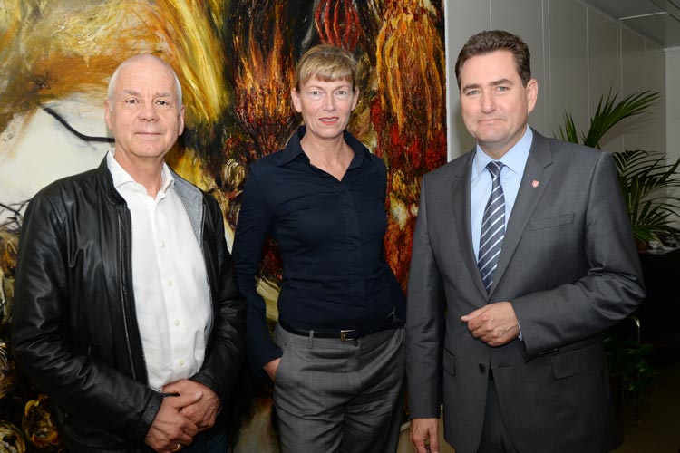 Matthias Politycki, Monika Eden und Jürgen Müllender stellten den Literarischen Landgang vor.