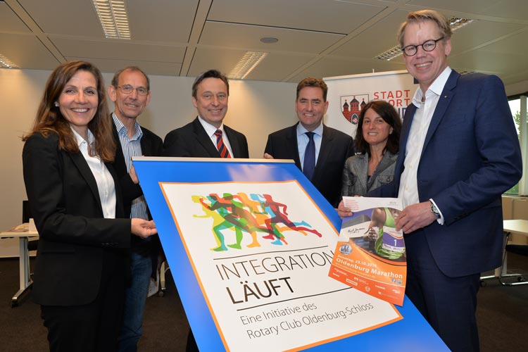 Stellten das Projekt Integration läuft in Oldenburg vor: Andrea Reschke, Dirk Spekker, Dr. Gero Büsselmann, Jürgen Müllender, Geraldina Topo und Frank Reiners.