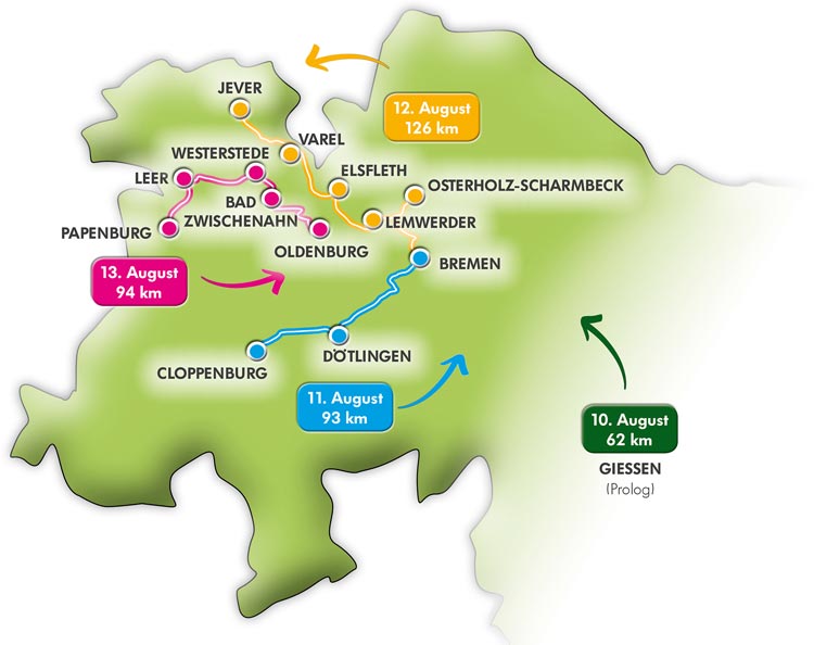 Die Strecke der Tour der Hoffnung 2016 führt durch den Nordwesten.