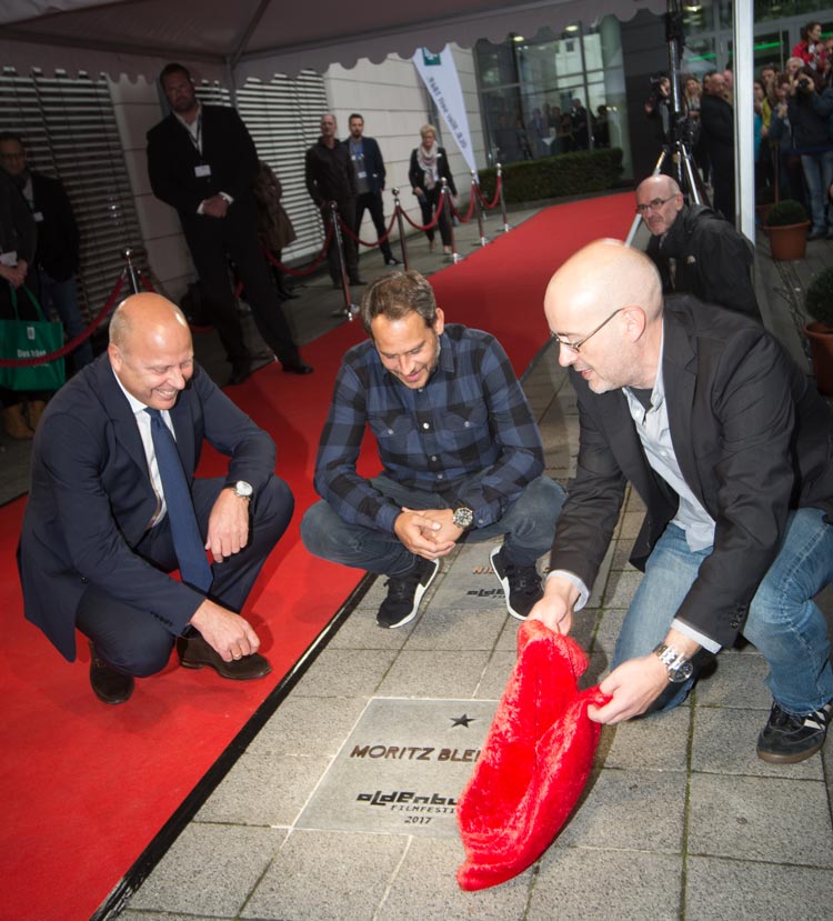 Moritz Bleibtreu bei der Sternen-Enthüllung auf dem OLB-Walk of Fame in Oldennburg.