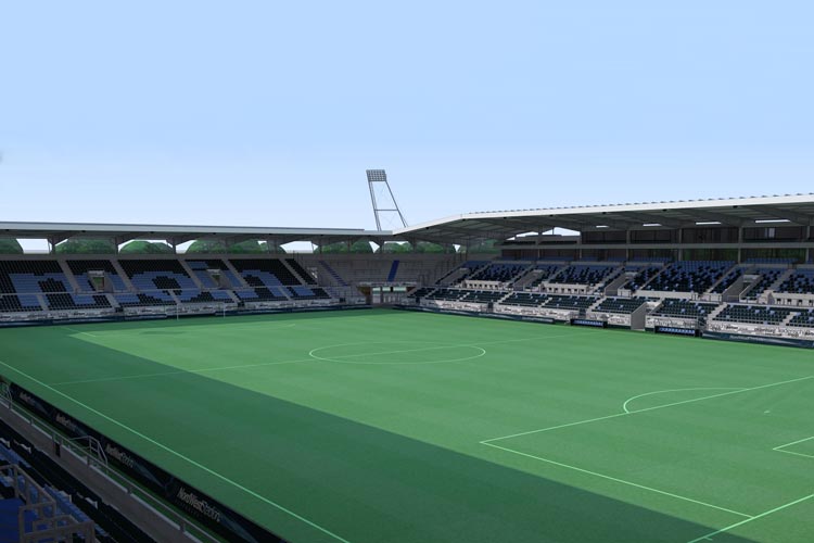 Derzeit eher Vision: Das Modell eines neuen Fußballstadions für Oldenburg.