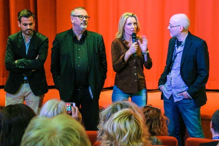 Die NDR-Redakteure Christoph Pellander und Christian Granderath, Schauspielerin Maria Furtwängler und Filmfestchef Torsten Neumann stellten in Oldenburg den Tatort Der Fall Holdt vor.