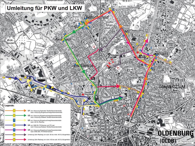 Während der Abrissarbeiten an der Alexanderstraße gibt es Umleitungen für Pkw.