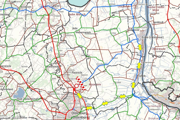 Die Landesbehörde für Straßenbau und Verkehr teilen mit, dass im Oldenburger Norden und in Rastede Straßen wegen Bauarbeiten gesperrt werden.