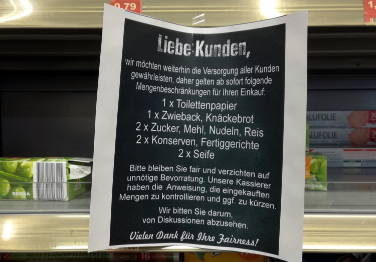 Mengenbeschränkung im Supermarkt, über dts Nachrichtenagentur