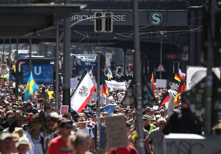 Demo von Corona-Skeptikern am 01.08.2020, über dts Nachrichtenagentur