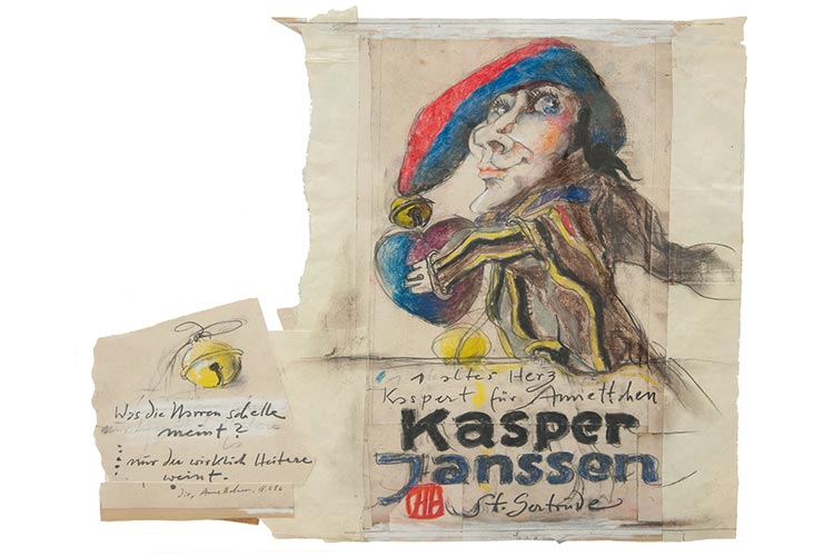 „Ein altes Herz kaspert für Annette“, 1985 Bleistift, Pastell.