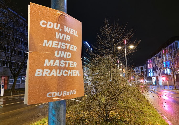 CDU-Wahlplakat zur Landtagswahl in Baden-Württemberg 2021, über dts Nachrichtenagentur