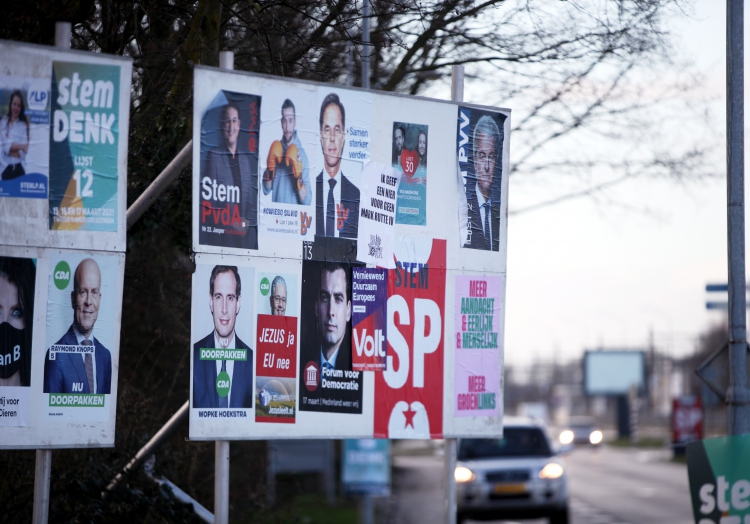 Plakate zur Parlamentswahl in den Niederlanden 2021, über dts Nachrichtenagentur