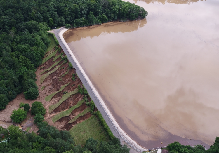 Steinbachtalsperre beim Hochwasser im Juli 2021, Rhein-Sieg-Kreis, über dts Nachrichtenagentur