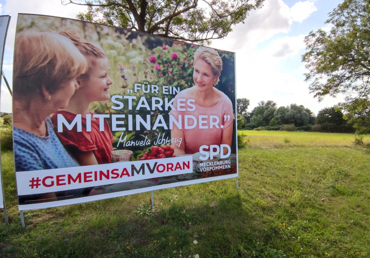 SPD-Plakat zur Landtagswahl Mecklenburg-Vorpommern 2021, über dts Nachrichtenagentur