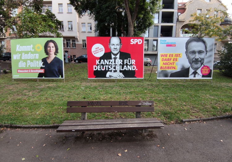 Wahlplakate von Grünen, SPD und FDP zur Bundestagswahl 2021, über dts Nachrichtenagentur