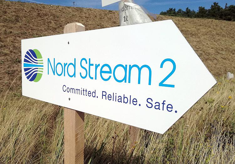 Hinweisschild Nord Stream 2, über dts Nachrichtenagentur