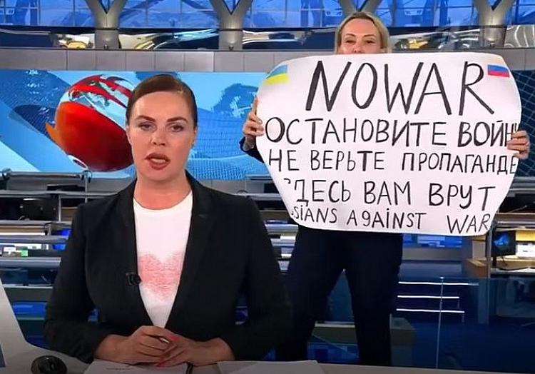 Protest im Russischen Fernsehen am 14.03.2022, über dts Nachrichtenagentur