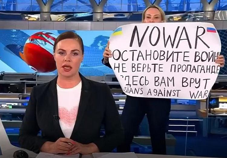 Protest im Russischen Fernsehen am 14.03.2022, über dts Nachrichtenagentur