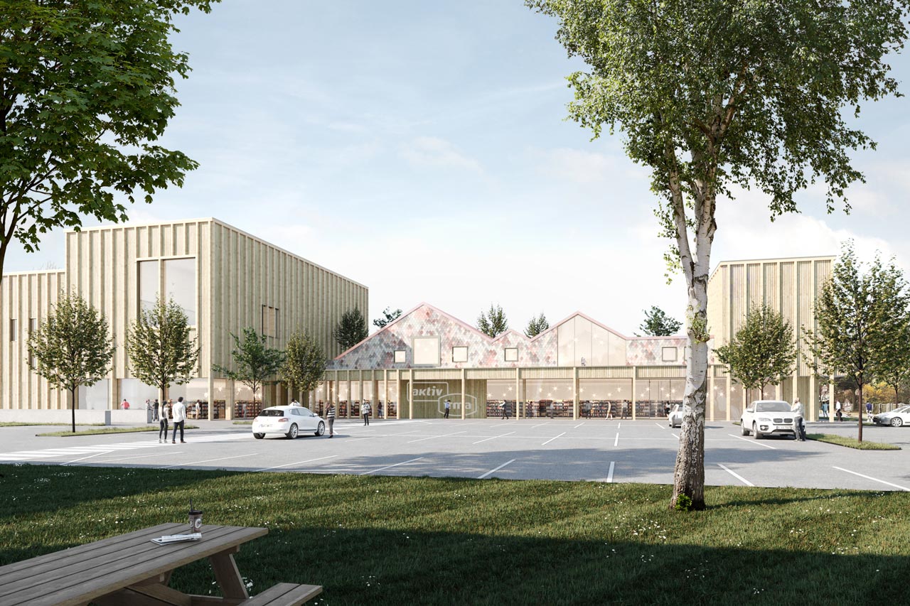 So soll das neue Stadtteilzentrum in Osternburg mit Supermarkt, Sporthalle und Kindergarten aussehen.