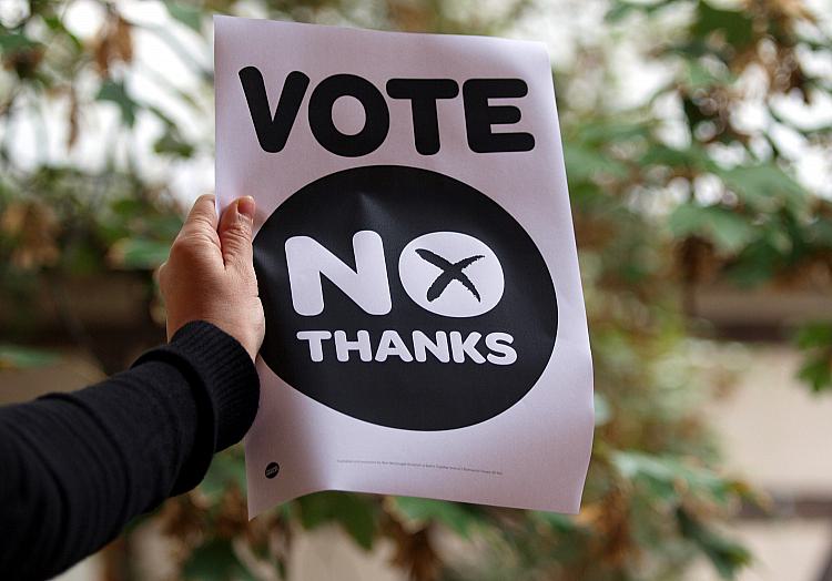 ´No thanks´-Poster zum Referendum in Schottland, über dts Nachrichtenagentur