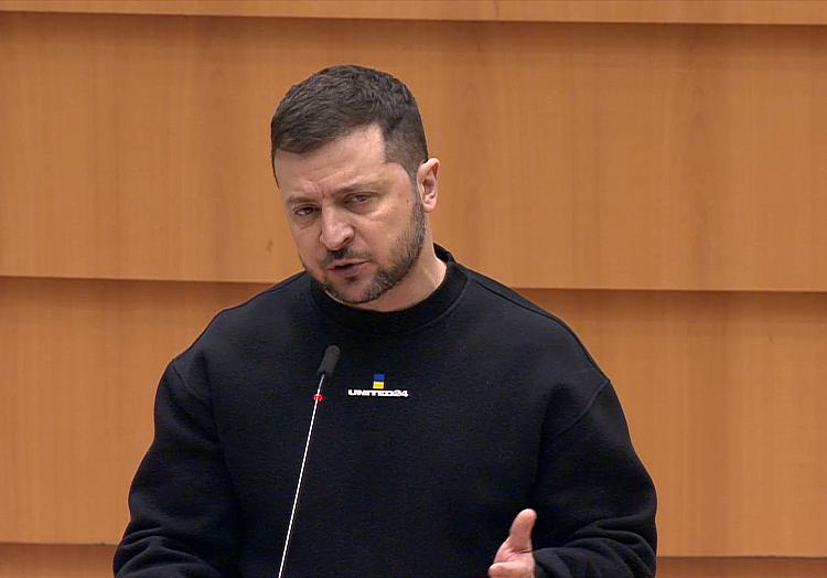 Wolodymyr Selenskyj am 09.02.2023 im EU-Parlament in Brüssel, über dts Nachrichtenagentur