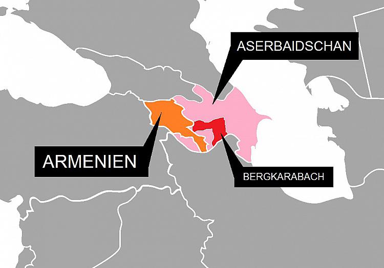 Karte mit Armenien, Aserbaidschan und Bergkarabach (Archiv), über dts Nachrichtenagentur