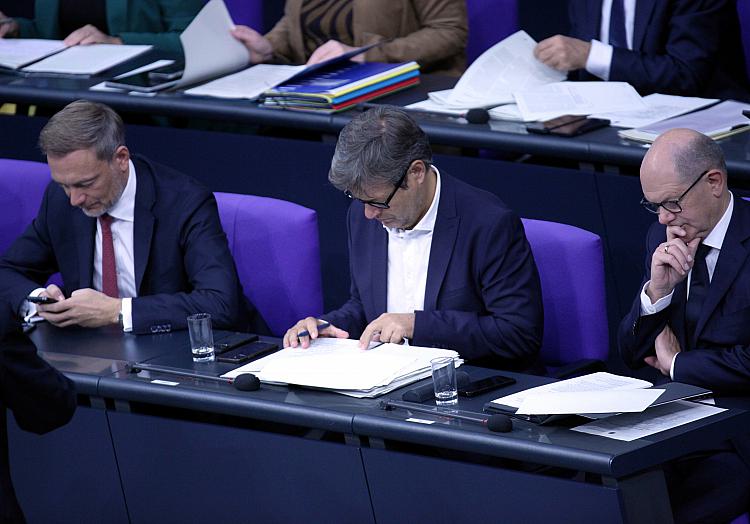 Christian Lindner, Robert Habeck, Olaf Scholz am 19.10.2023, über dts Nachrichtenagentur