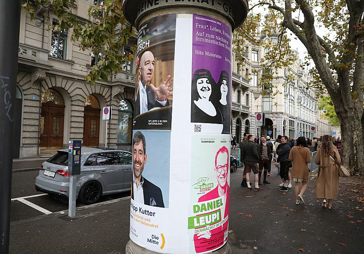 Wahlplakate für Schweizer Parlamentswahlen 2023 am 21.10.2023, über dts Nachrichtenagentur