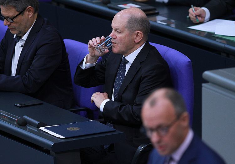 Robert Habeck, Olaf Scholz, Friedrich Merz am 28.11.2023, über dts Nachrichtenagentur