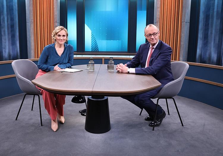 Caren Miosga und Friedrich Merz am 21.01.2024, via dts Nachrichtenagentur