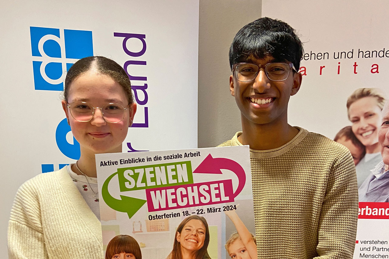 Charlotte Brod und Vipishanth Ravichandran werben für den Szenenwechsel.