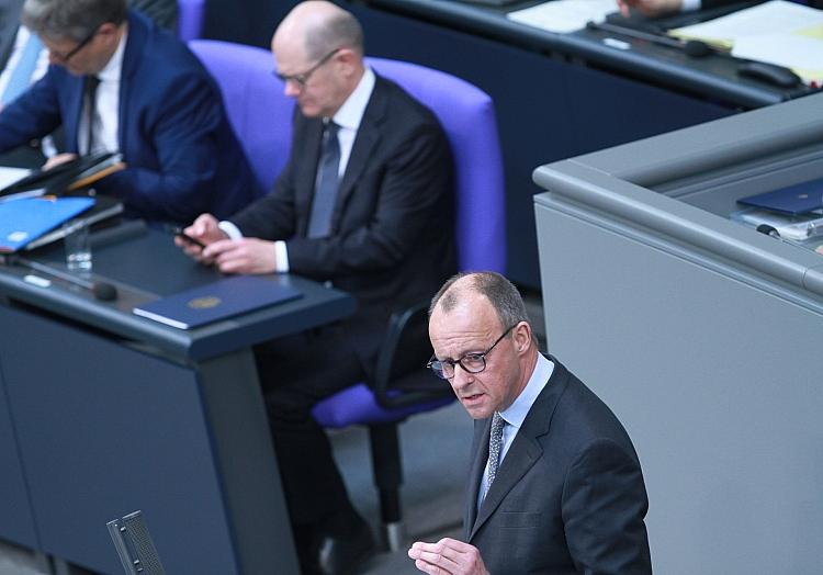 Robert Habeck, Olaf Scholz und Friedrich Merz am 20.03.2024, via dts Nachrichtenagentur