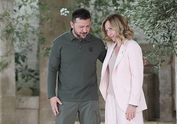 Wolodymyr Selenskyj und Giorgia Meloni beim G7-Gipfel im Juni 2024, via dts Nachrichtenagentur