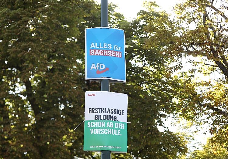 Wahlplakate von AfD und CDU zur Landtagswahl in Sachsen am 06.08.2024, via dts Nachrichtenagentur