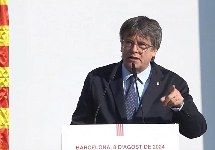 Carles Puigdemont am 08.08.2024 auf von ihm veröffentlichten Live-Stream in Bacelona, via dts Nachrichtenagentur