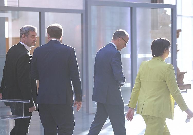 Markus Söder, Friedrich Merz, Lars Klingbeil, Saskia Esken (Archiv), via dts Nachrichtenagentur