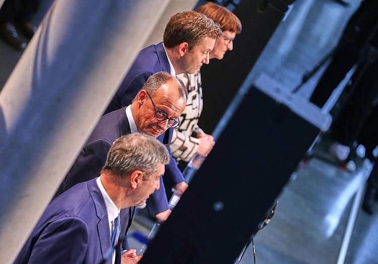 Söder, Merz, Klingbeil, Esken am 09.04.2025, via dts Nachrichtenagentur