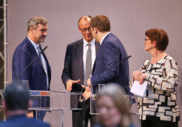 Söder, Merz, Klingbeil, Esken am 09.04.2025, via dts Nachrichtenagentur