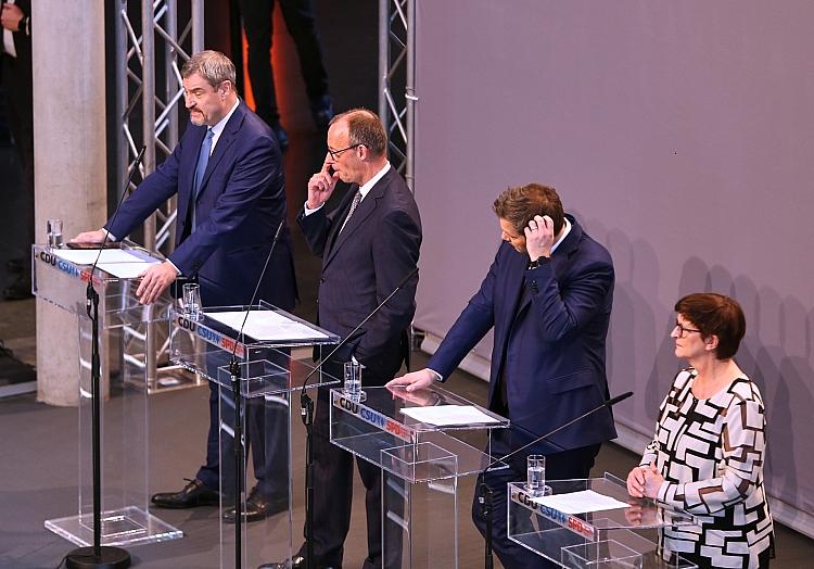 Söder, Merz, Klingbeil, Esken am 09.04.2025, via dts Nachrichtenagentur
