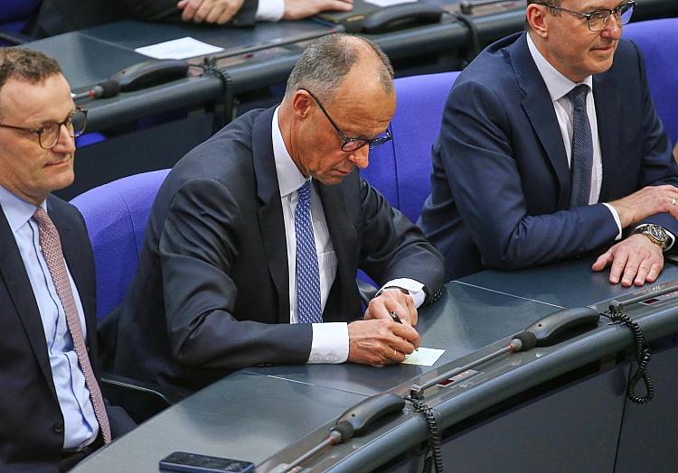 Jens Spahn, Friedrich Merz, Alexander Dobrindt am 06.05.2025, via dts Nachrichtenagentur