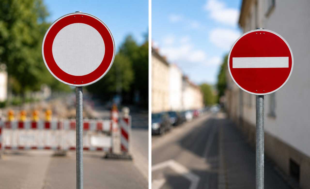 Verwechslungsgefahr: Das Schild 