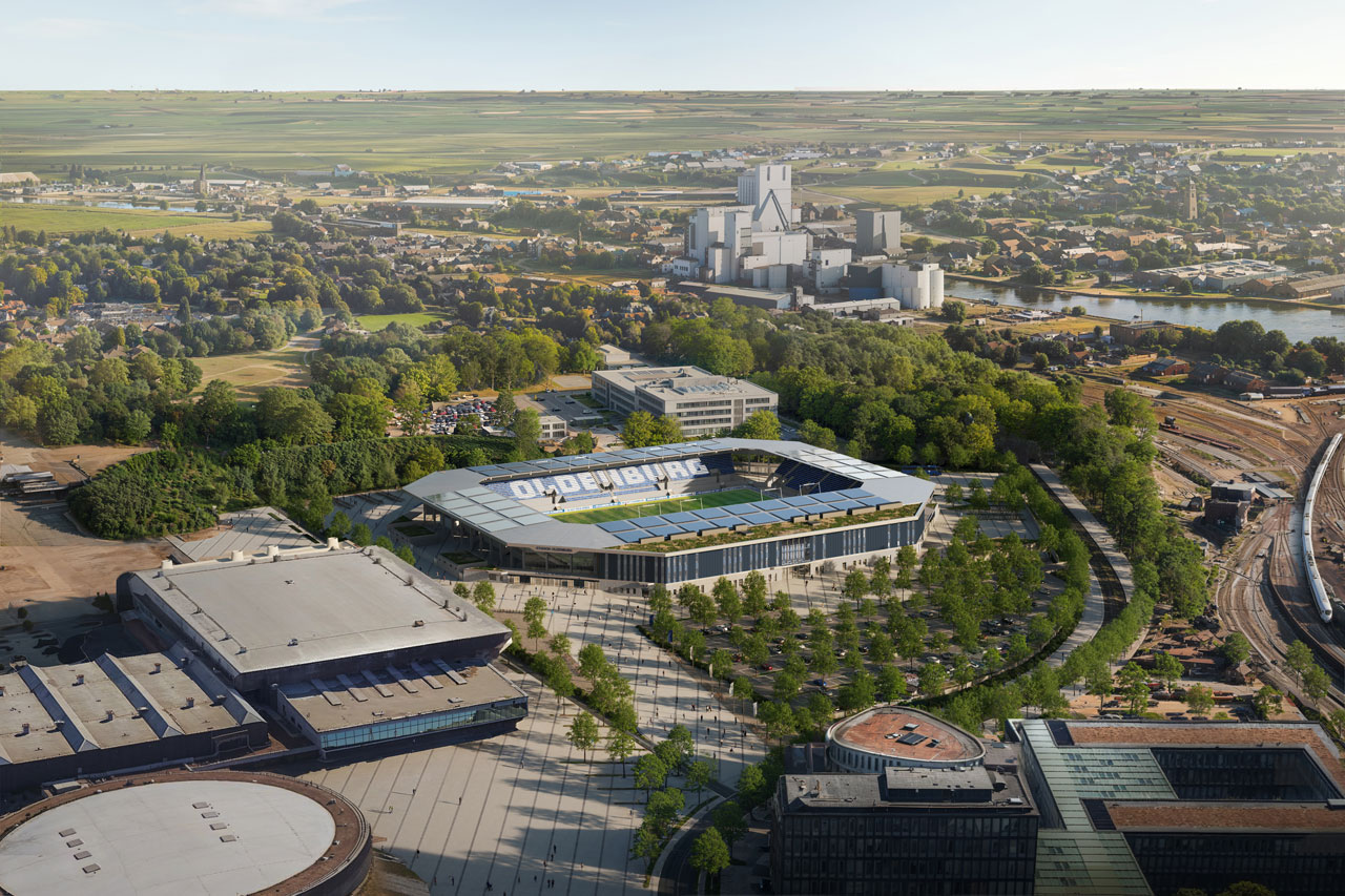 Visualisierung des Stadionneubaus in Oldenburg aus der Vogelperspektive.