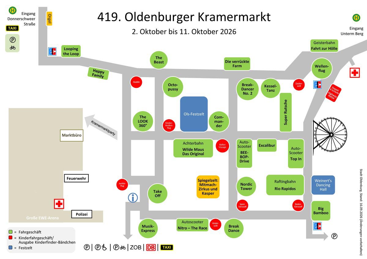 Der Lageplan des Kramermaktes 2026 in Oldenburg.