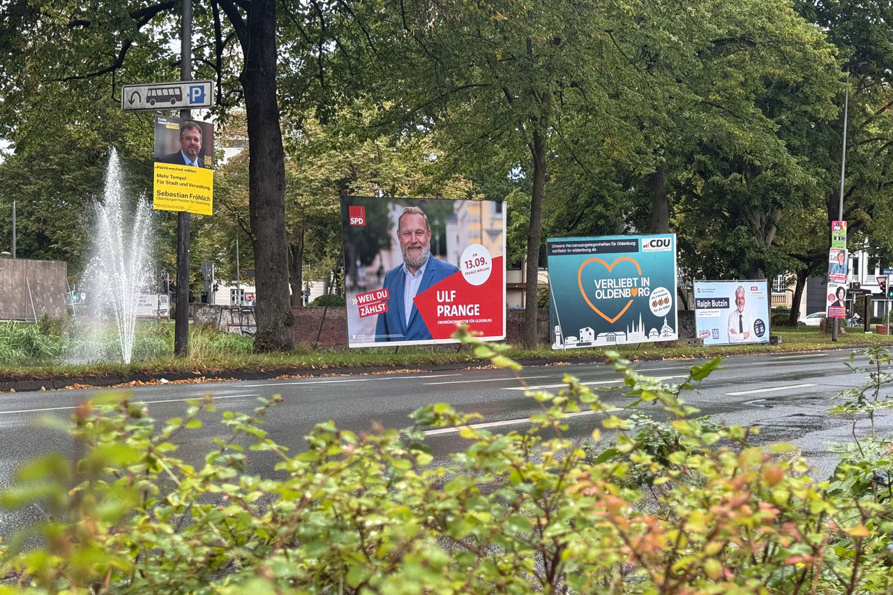 In Oldenburg treten neun Kandidaten zur Wahl des neuen Oberbürgermeisters bzw. der neuen Oberbürgermeisterin an.