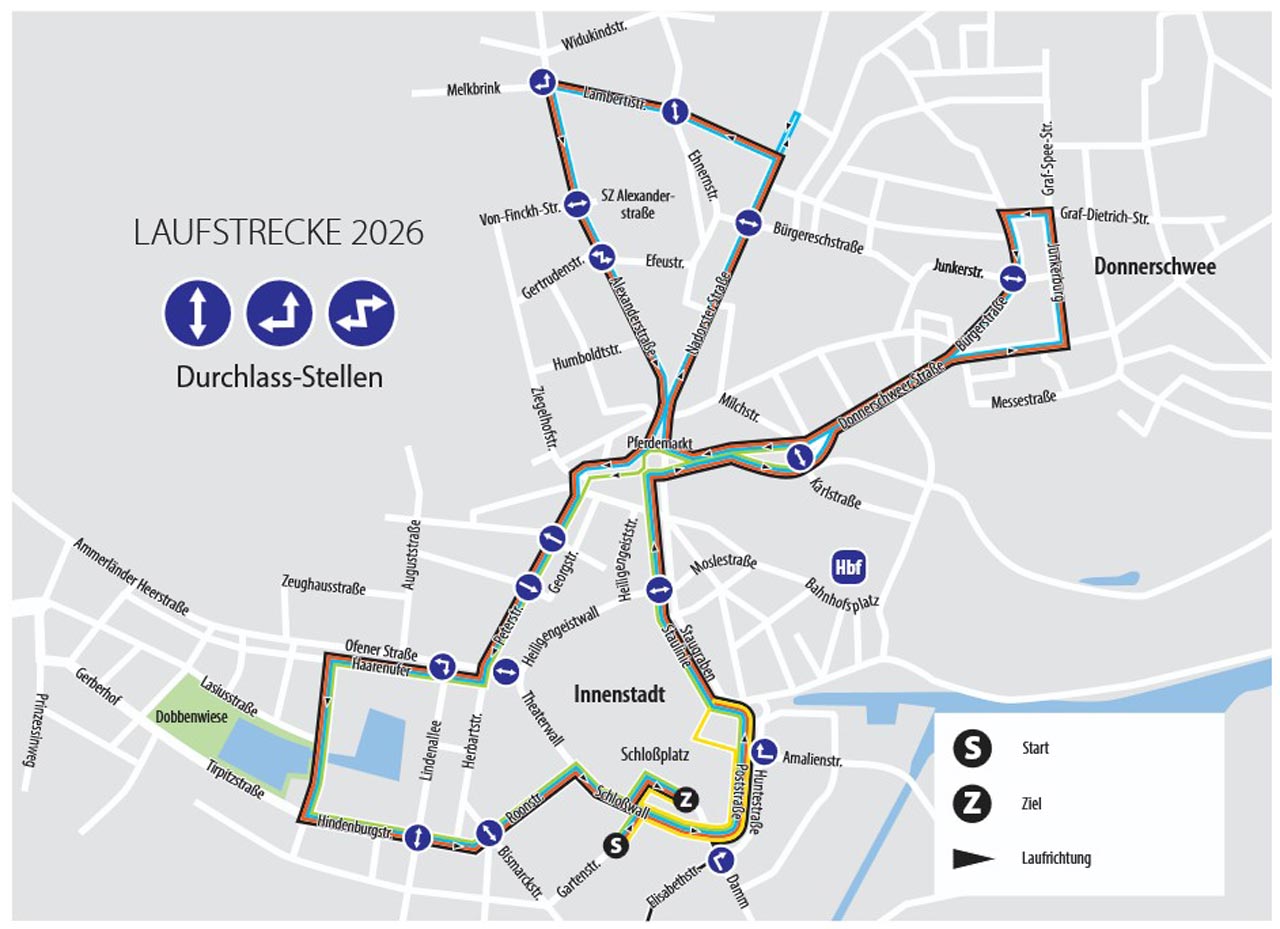 Streckenverlauf des Oldenburg Marathons 2026.